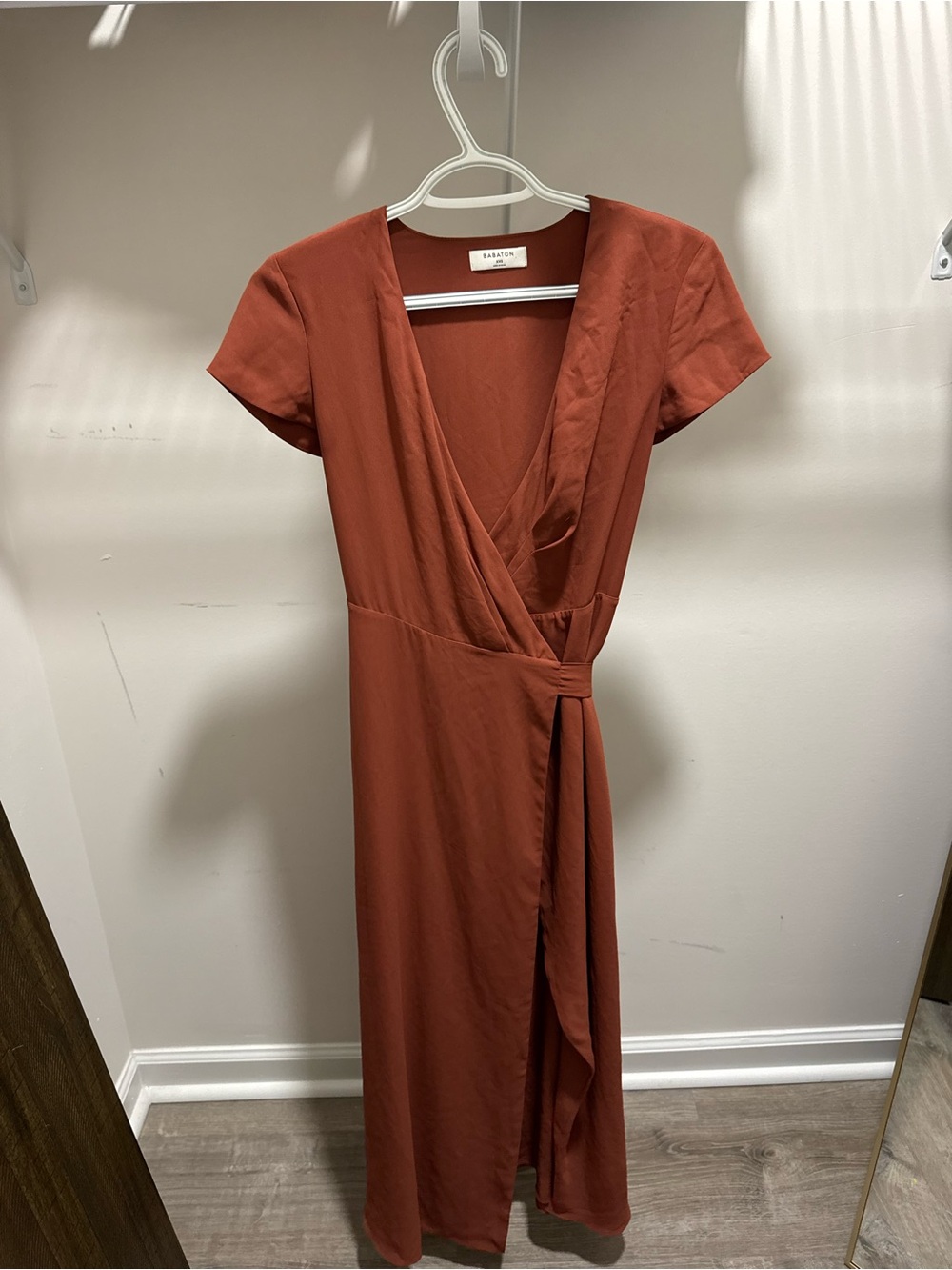 Aritzia Orange Flowy Fairy Cottage Romantic Wrap Dress